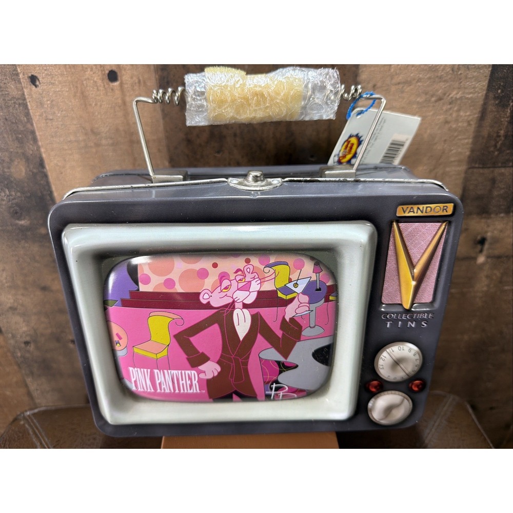 1999 Pink Panther TV Tin Lunch Box Collectible Vandor Retro Television Vintage